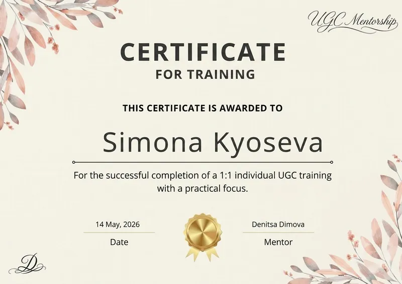 Simona Kyoseva UGC certificate – page 1